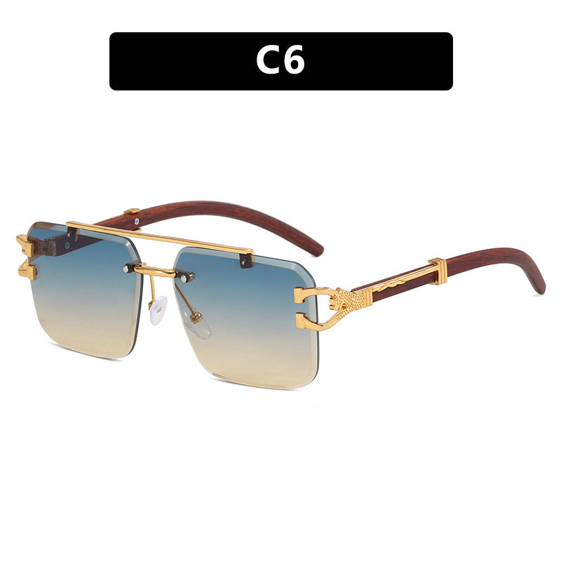 Frameless Square Sunglasses Wood Grain