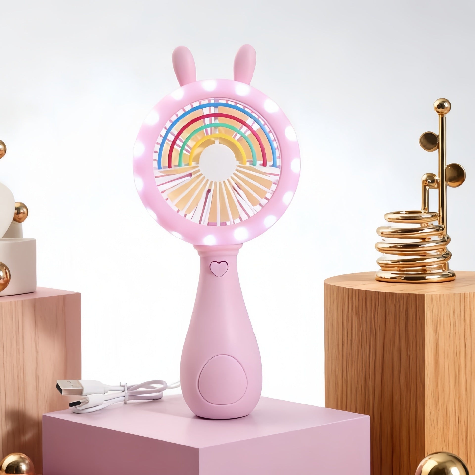 Cute Lollipop-Shaped Handheld Cartoon Mini Fan