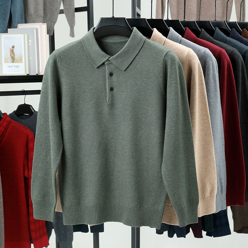 Mens Wool Blend Knitted Polo Shirt