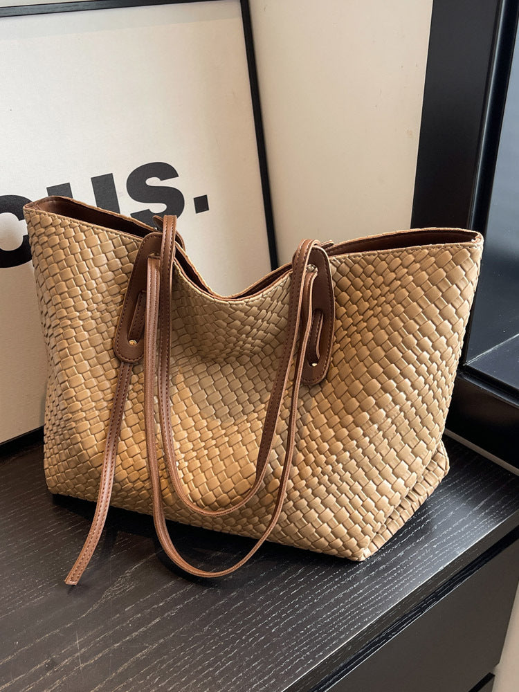 Woven Shoulder Tote Bag