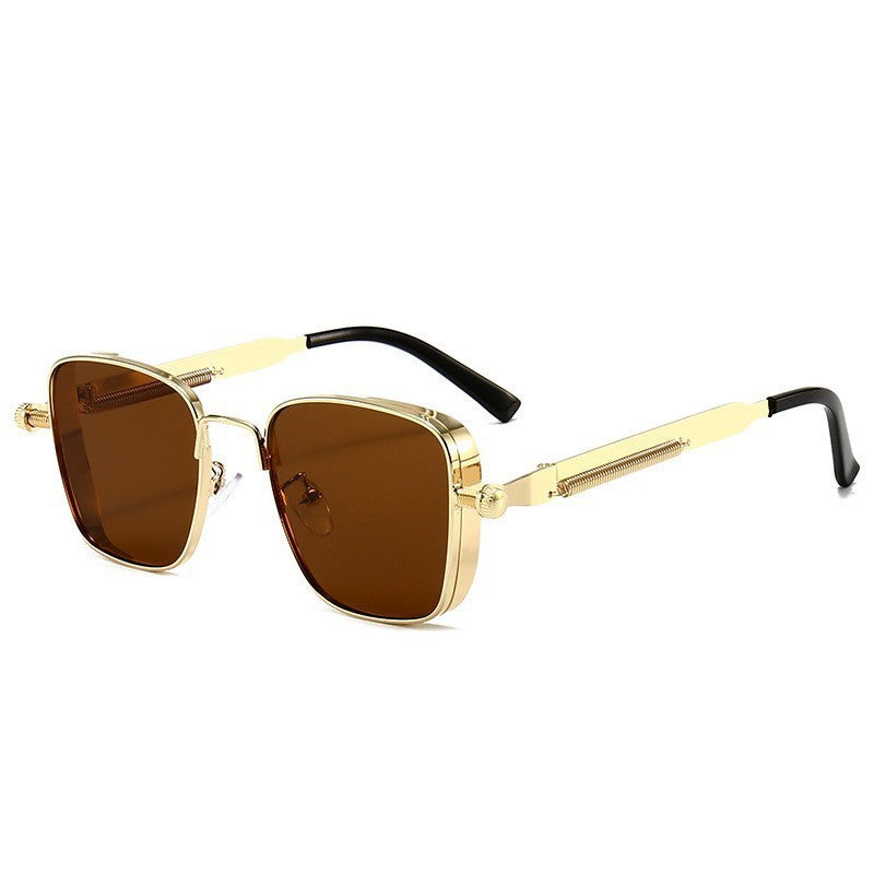 Retro Steampunk Square Frame UV400 Protection Metal Sunglasses
