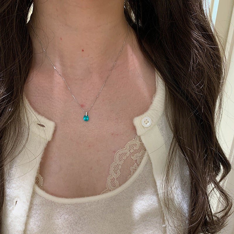 Blue Water Drop Ultra-Fine Necklace