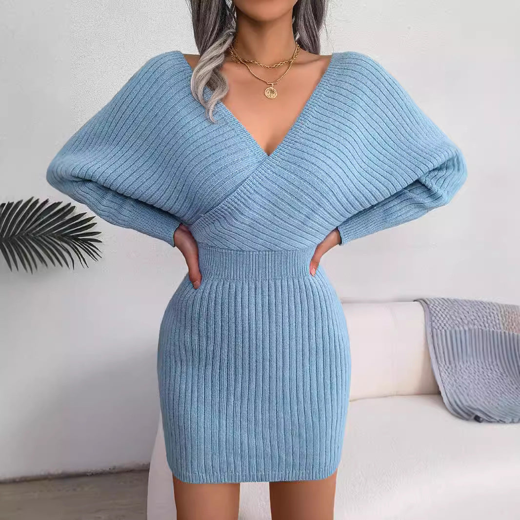 Womens Bodycon Batwing Sleeve Dress