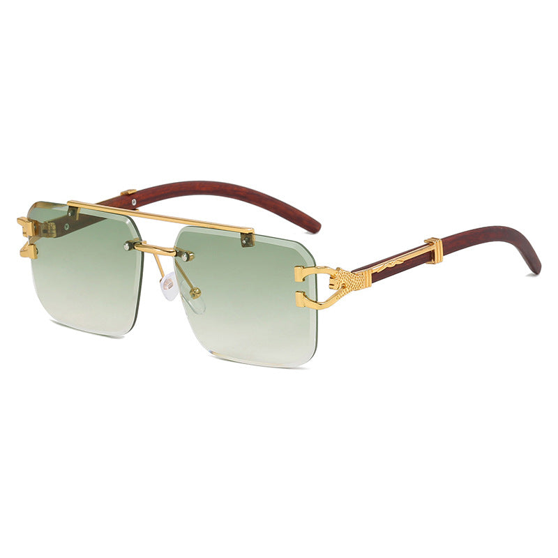Frameless Square Sunglasses Wood Grain