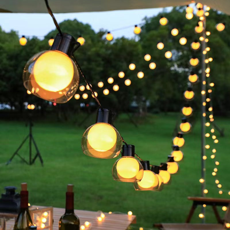 Tent canopy ambiance string lights for weddings
