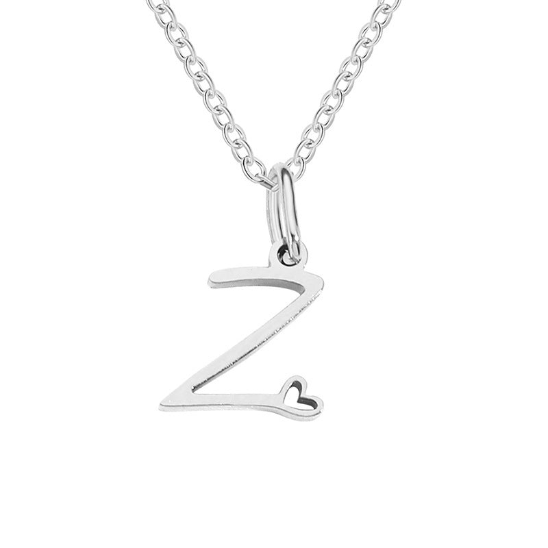 Alphabet Letter Stainless Steel Necklace