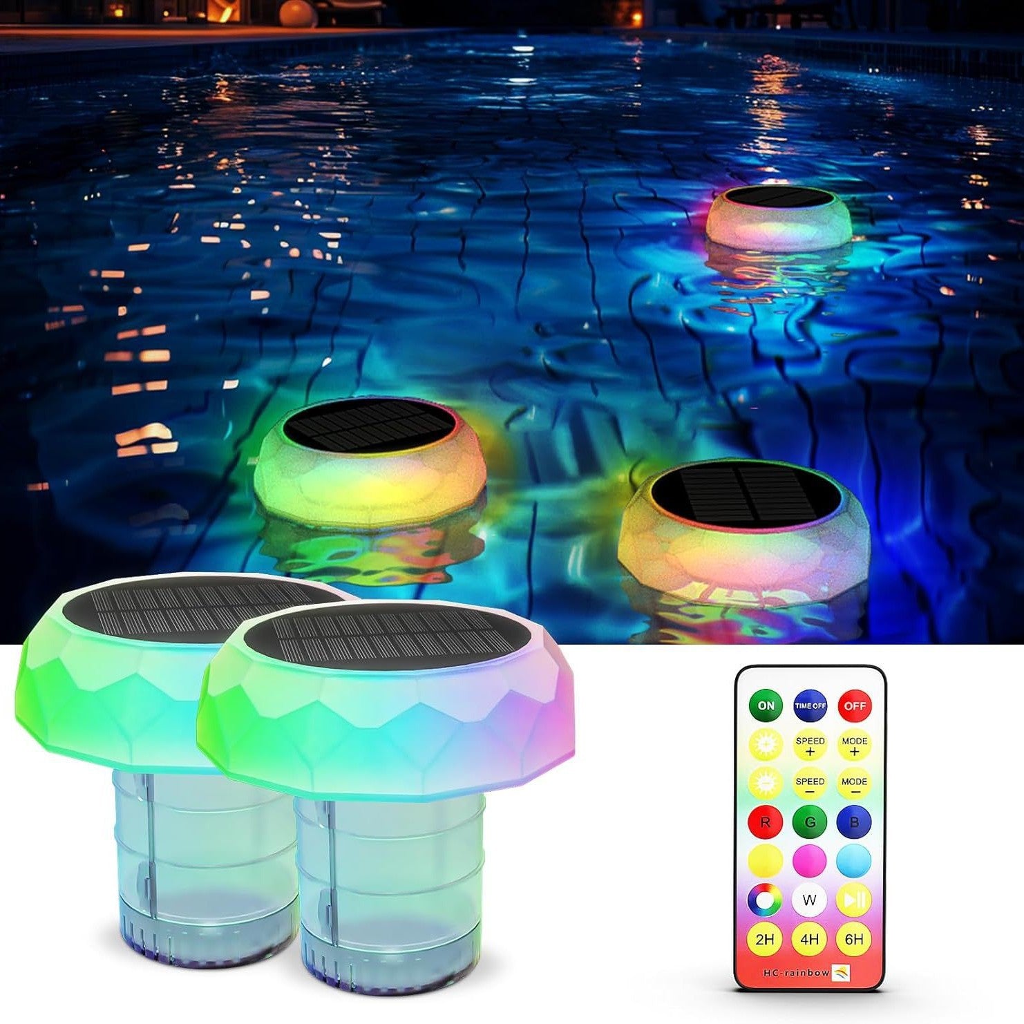 Solar Powered Floating Pool Light with Color Changing LED