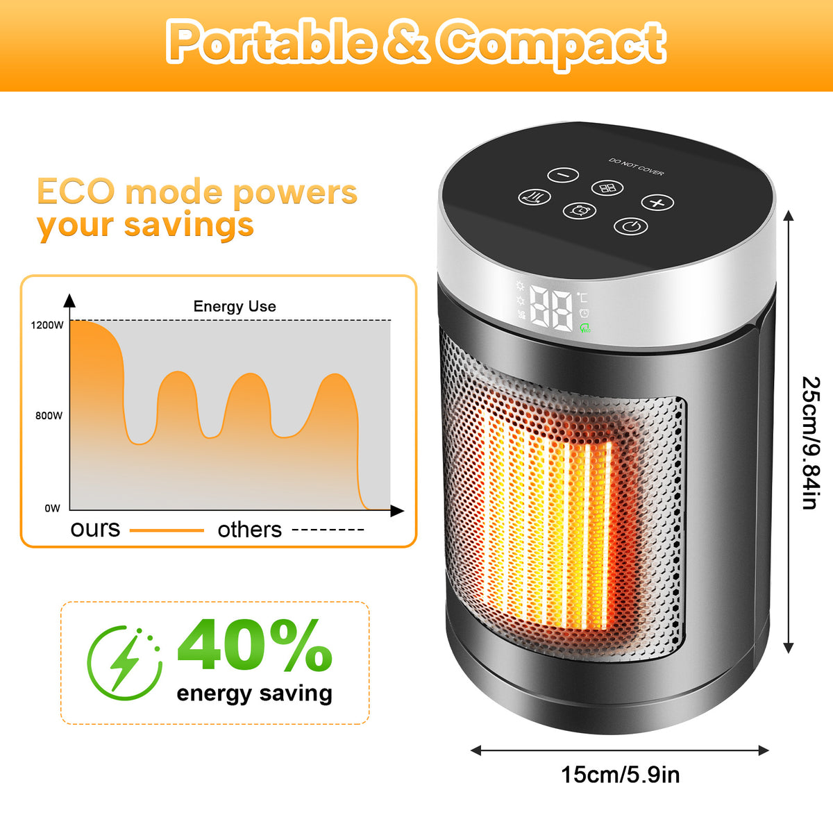 Digital Display Oscillating Space Heater