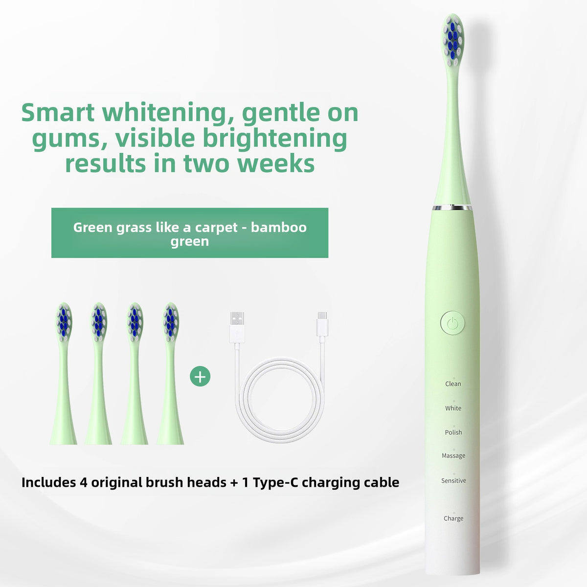 Ultrasonic Electric Toothbrush 5 Modes USB-C Rechargeable Soft-Bristled with Magnetic Levitation Motor
