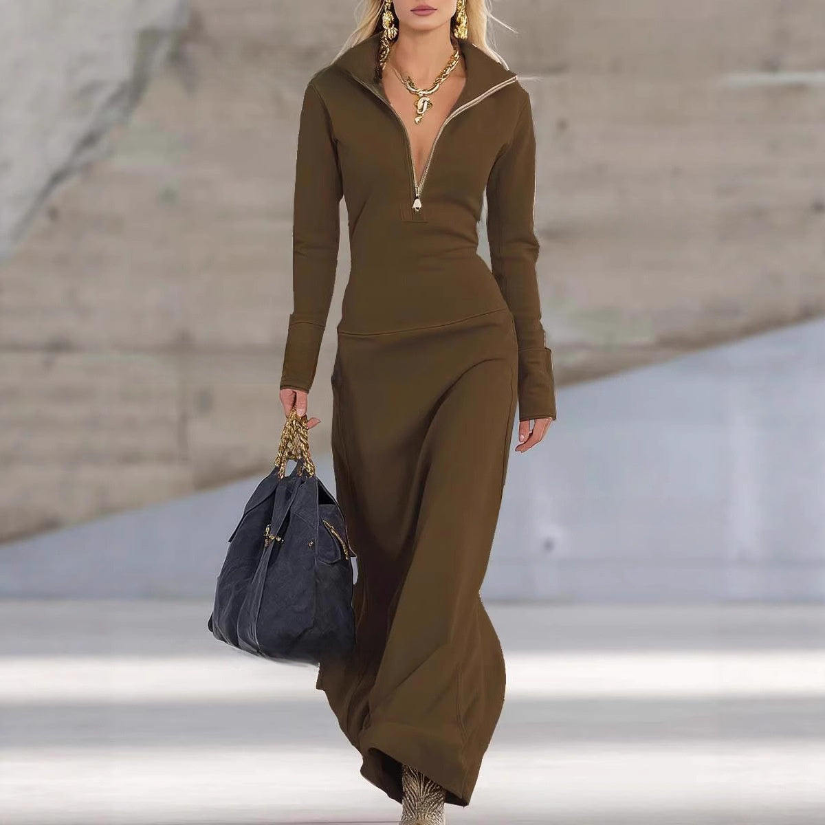 Womens Half Zip Polo Dress