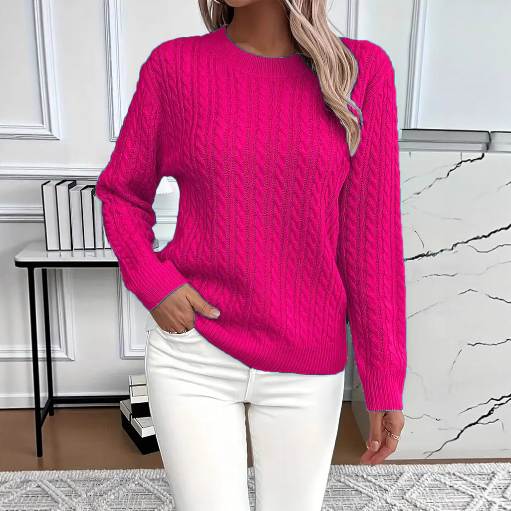 Crew-neck cable-knit sweater