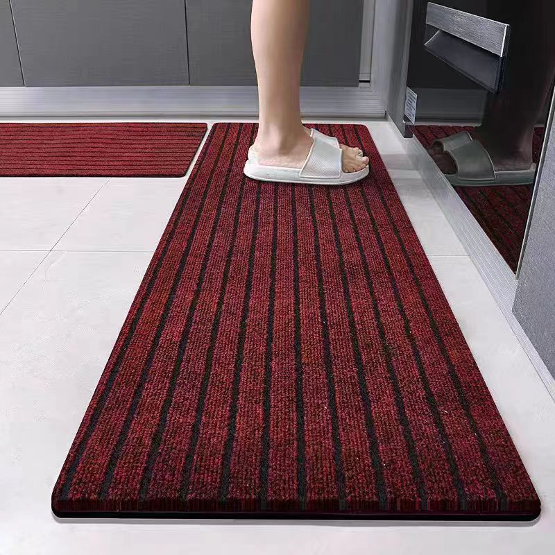 Modern Striped Crystal Velvet Non-Slip Entrance Mat