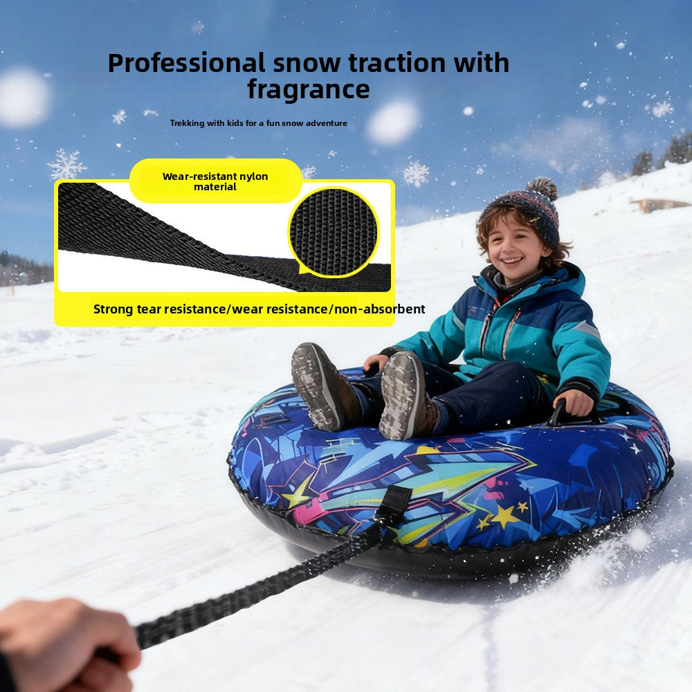 Winter PVC Inflatable Snow Tube with Cloth Cover for Outdoor Sledding and Grass Sliding