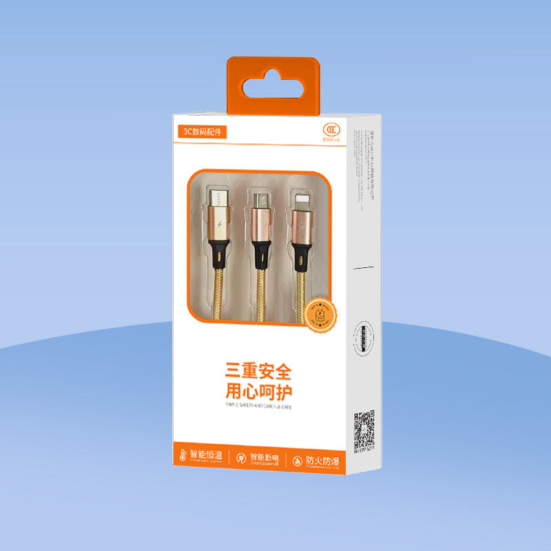 Woven One-To-Three Data Cable