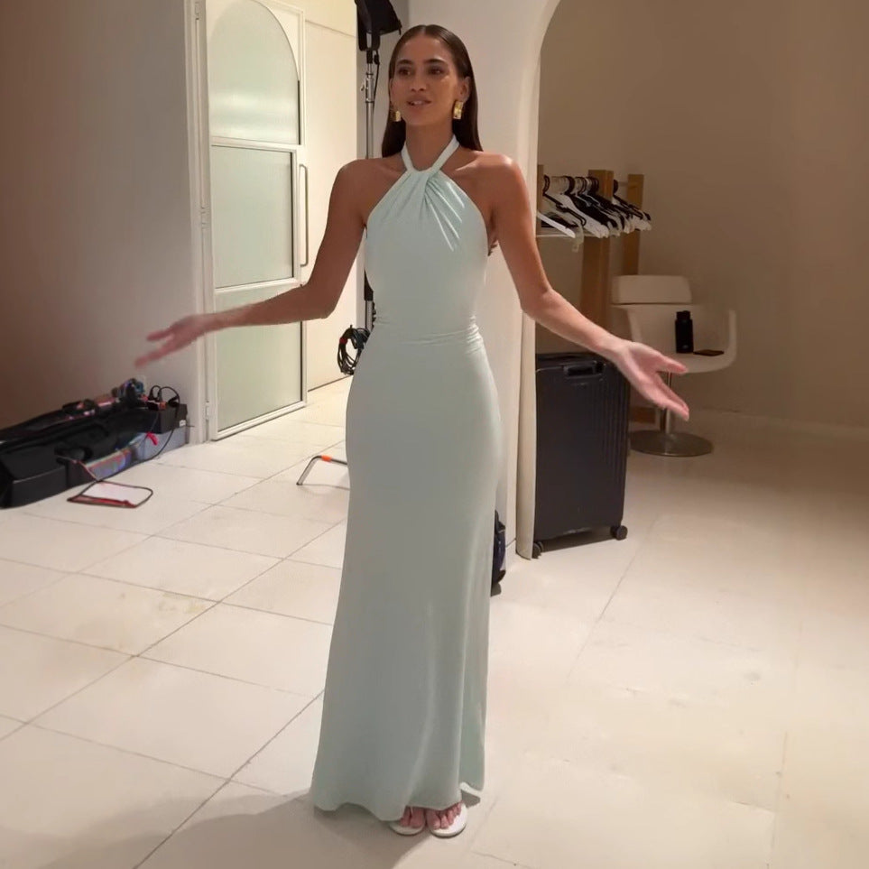 Elegant Halter Neck A-Line Dress