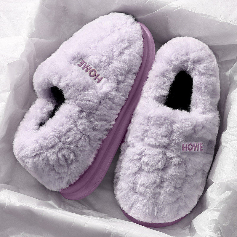 Unisex Plush Lined Cozy Cotton Slippers Anti Slip Indoor House Shoes