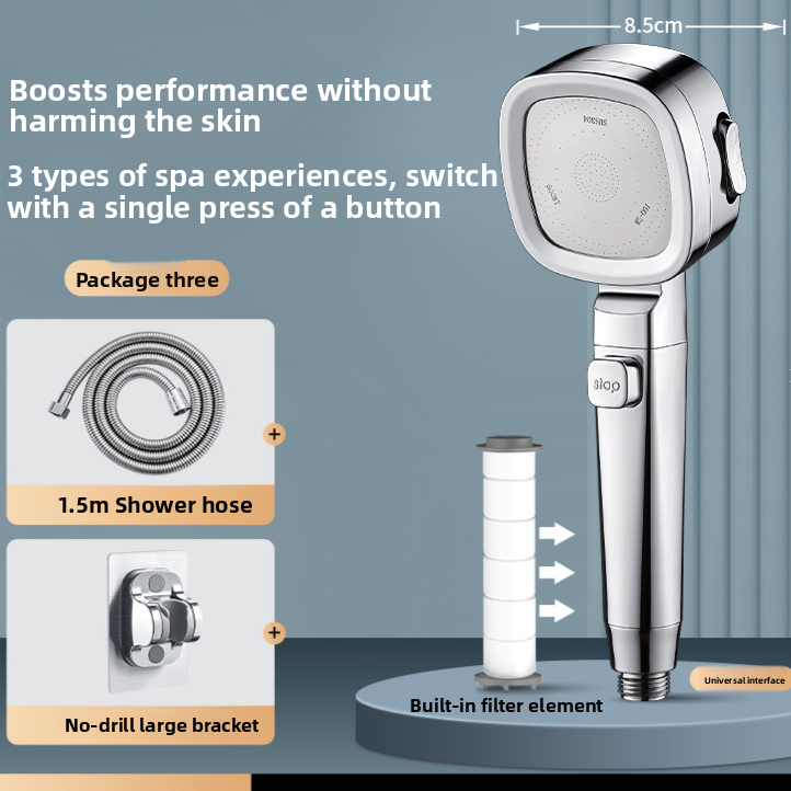 Pressure-enhanced shower head shower faucet set