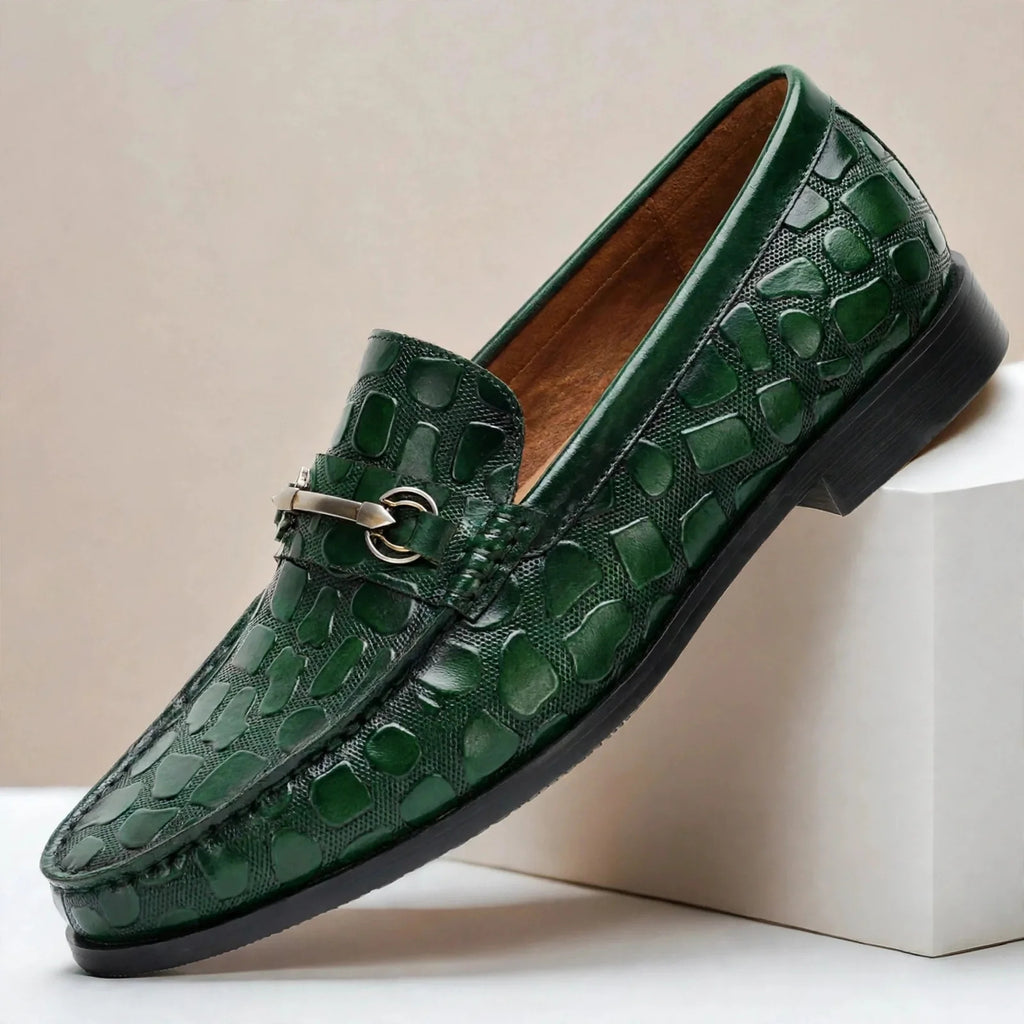 Men's Business Casual Loafers with Crocodile Pattern