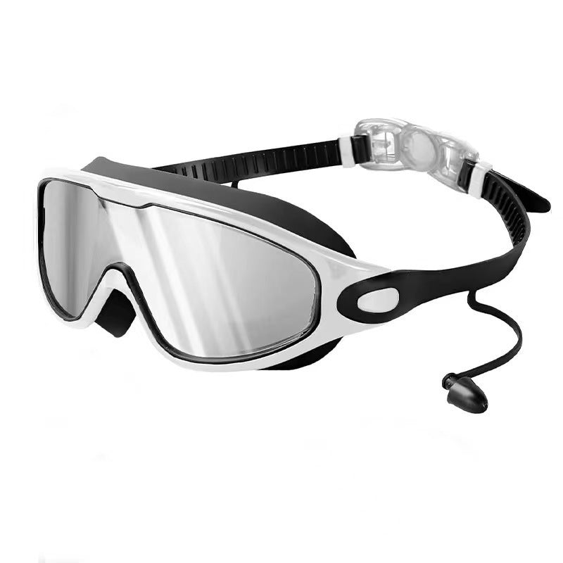 Large Frame Anti-Fog Swimming Goggles with Earplugs