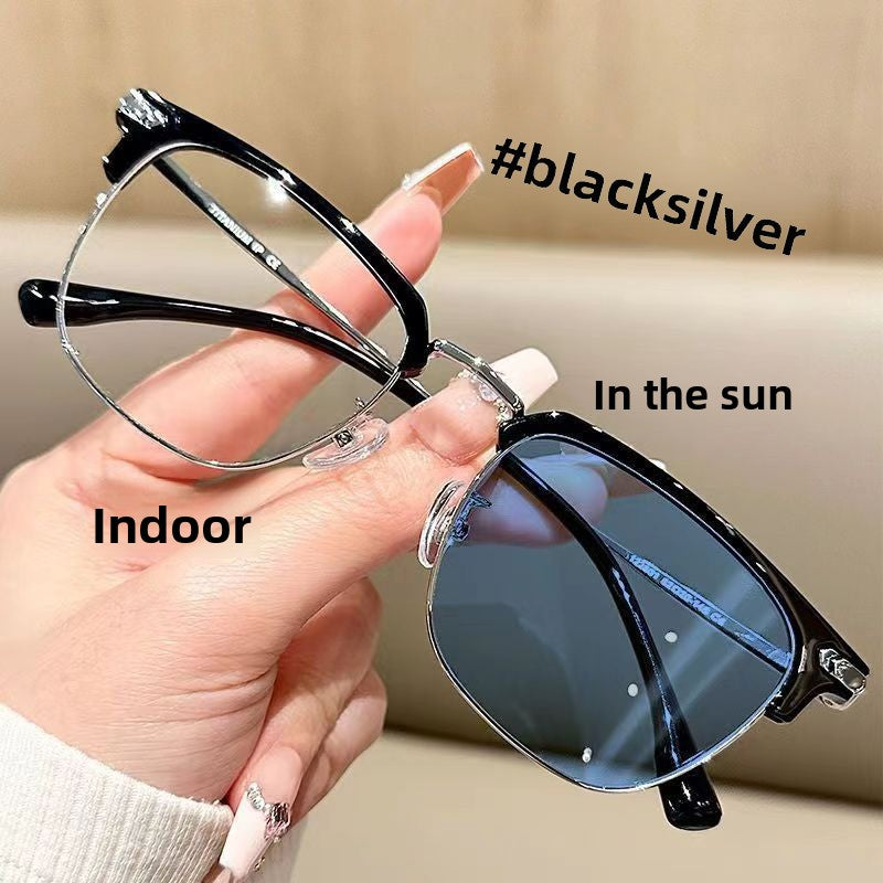 Photochromic Anti-Blue Light Half-Frame Sunglasses