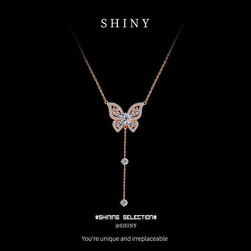 Sterling Silver Butterfly Moissanite Necklace
