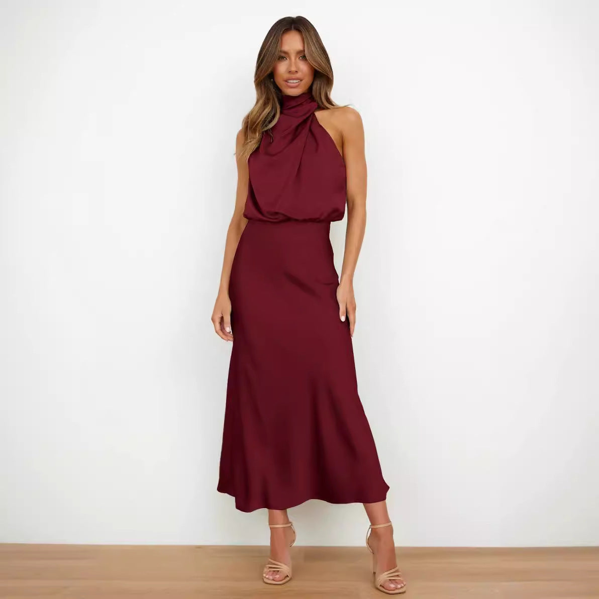 Elegant Satin Sleeveless Dress