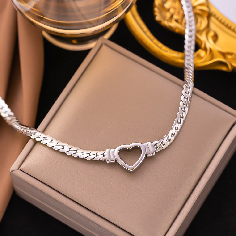 Titanium Steel Heart-Shaped Necklace for Women Fashion Heart Pendant Necklace