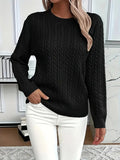 Crew-neck cable-knit sweater