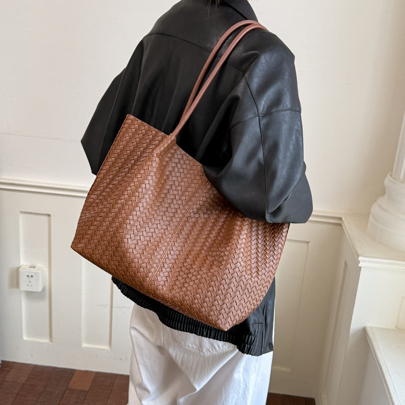 Vintage Woven Tote Bag with Magnetic Closure