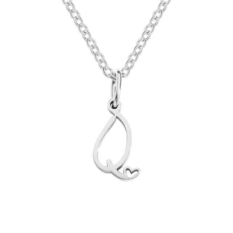Alphabet Letter Stainless Steel Necklace