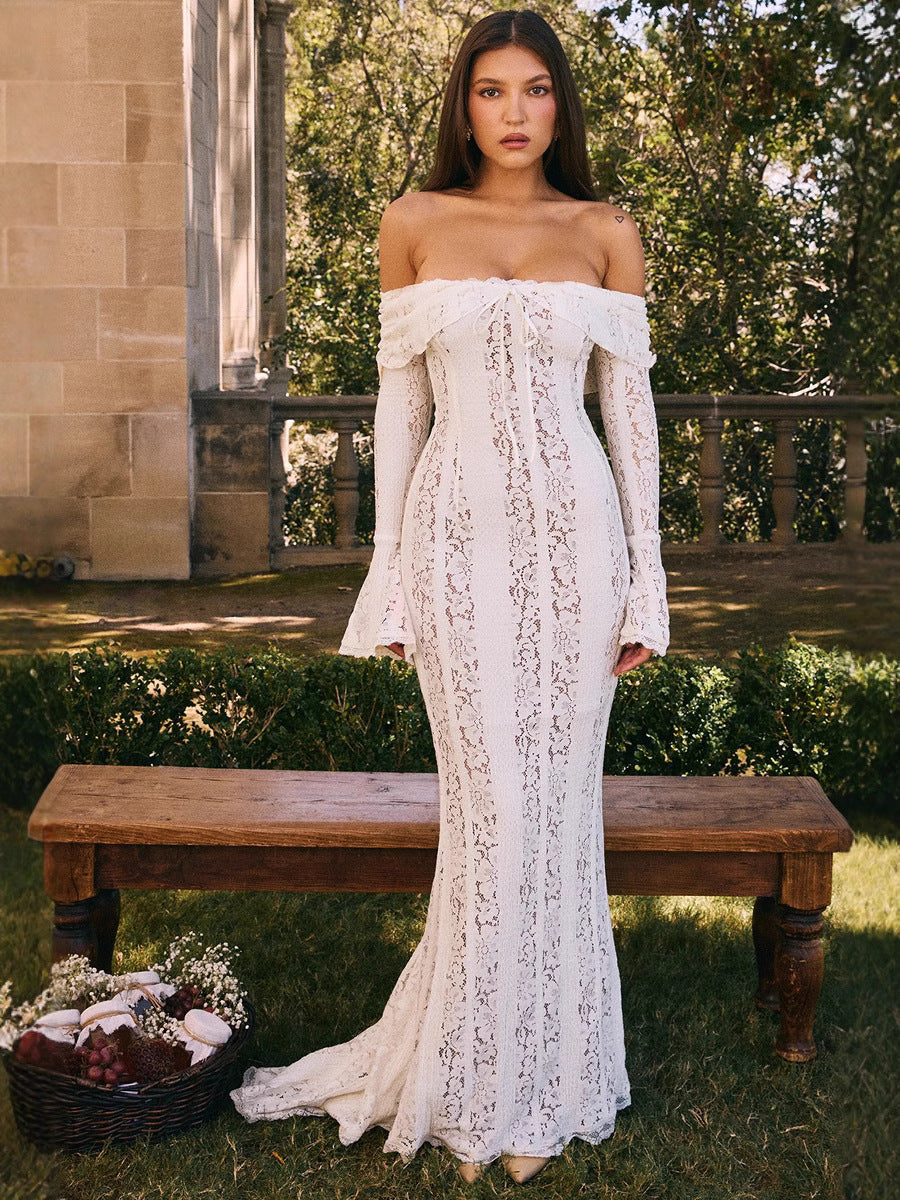 Lace Off-Shoulder Bodycon Long Dress