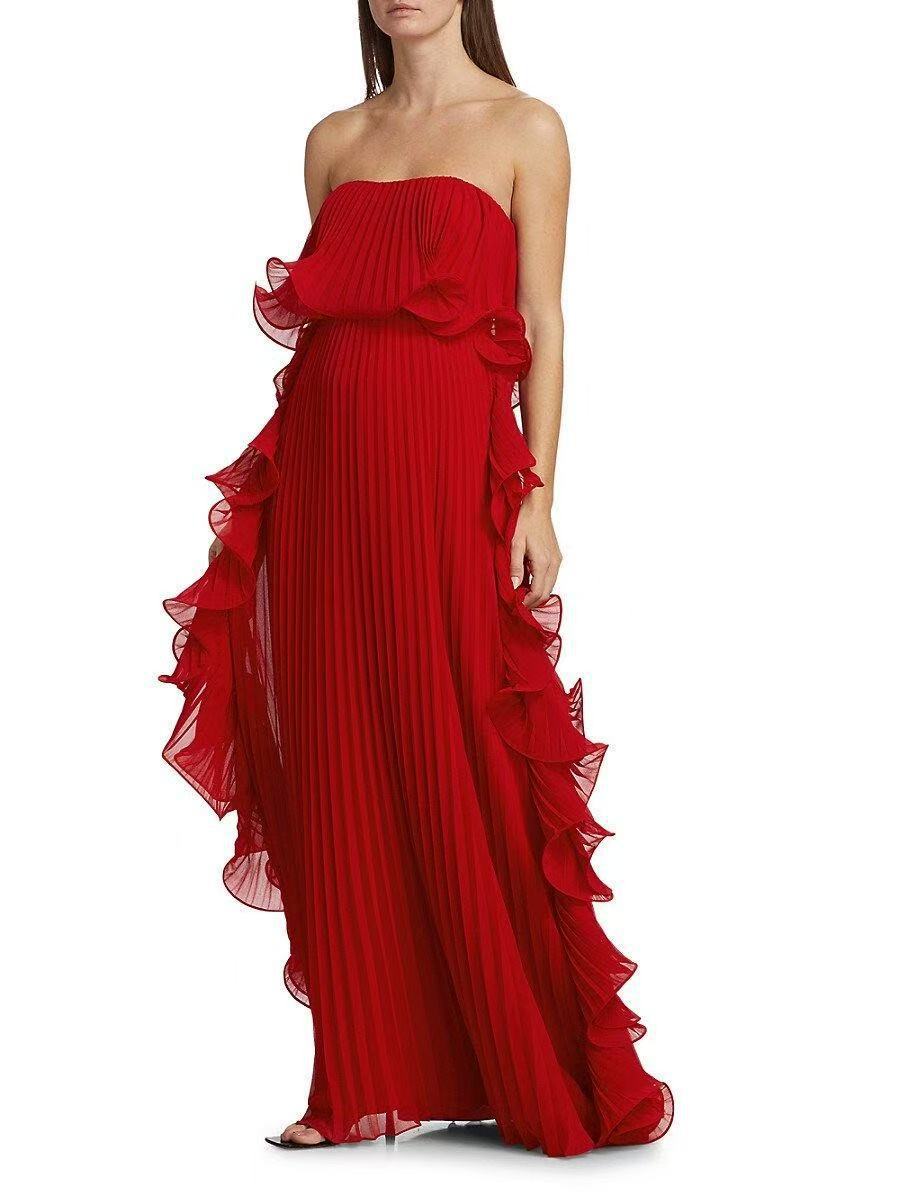 Pleated Wrap Flared Dress