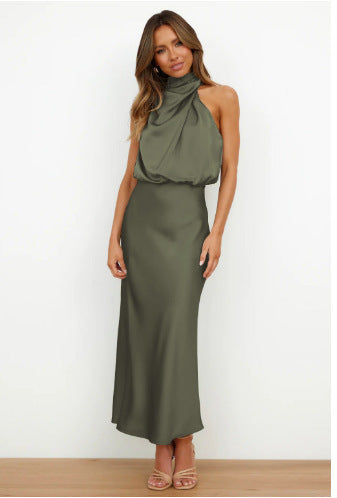 Elegant Satin Sleeveless Dress