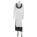 Sleeveless Strap V-Neck Lace Stitching Elegant Dress