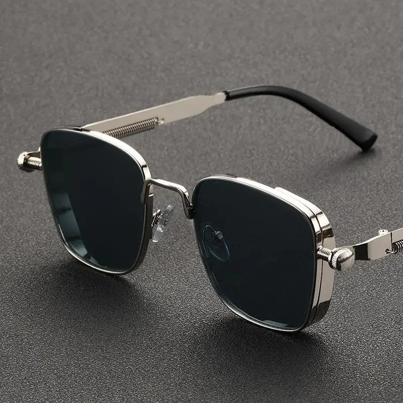 Retro Steampunk Square Frame UV400 Protection Metal Sunglasses