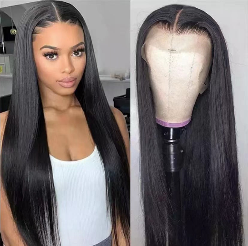 Lace Front Synthetic Wig Long Straight Hair with Air Bangs