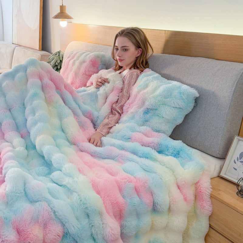 Double-Sided Tie-Dye Velvet Blanket