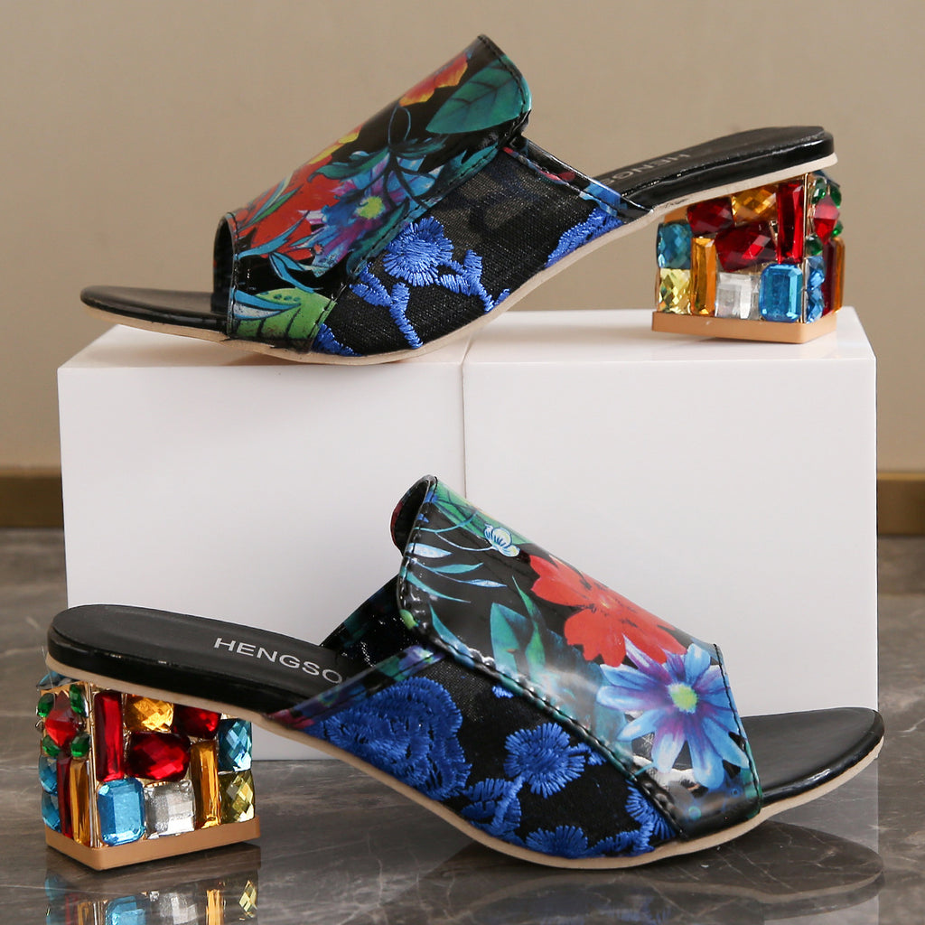 Rhinestone High Heel Fish Mouth Sandals