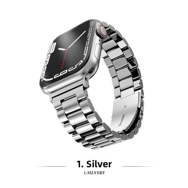 Three Bead Solid Stainless Steel Watch Band