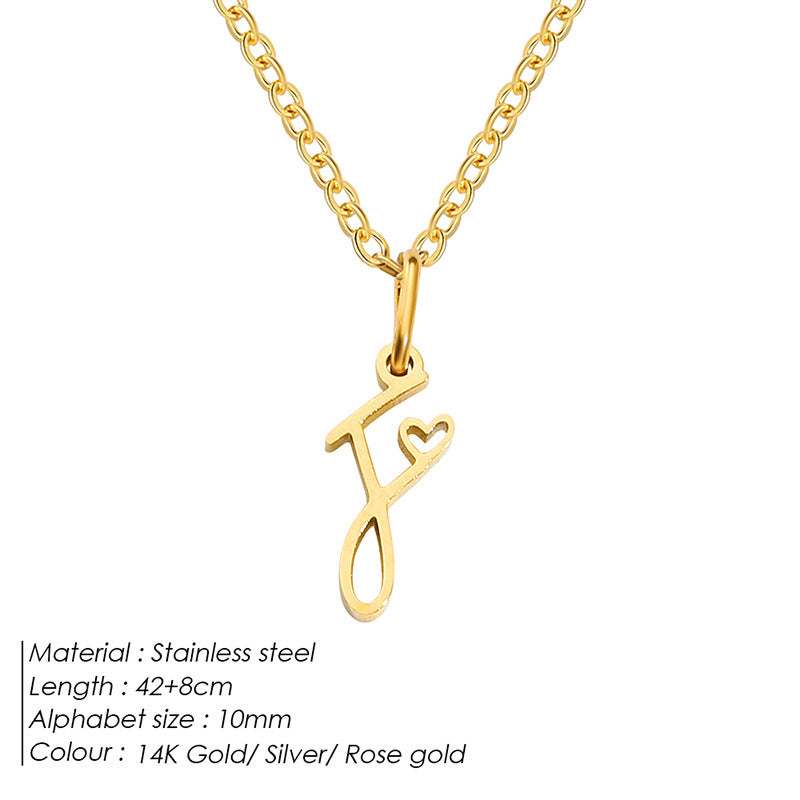 Alphabet Letter Stainless Steel Necklace