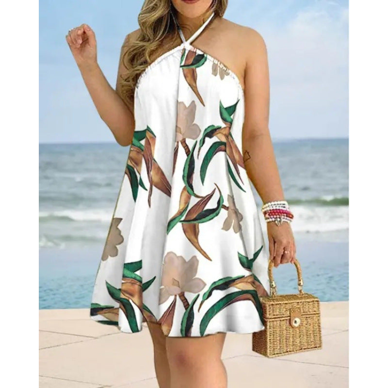 Floral Print Halter Neck Summer Dress