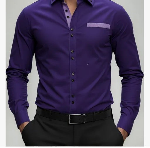 Printed Long-sleeved Men's Top Slim-fit Casual Shirt