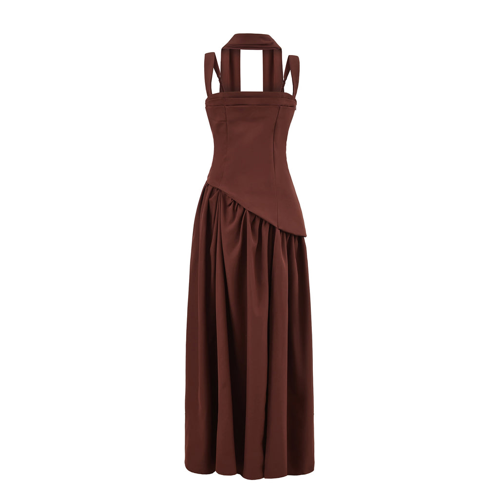 Irregular Hem Waist-Cinching Straps Dress