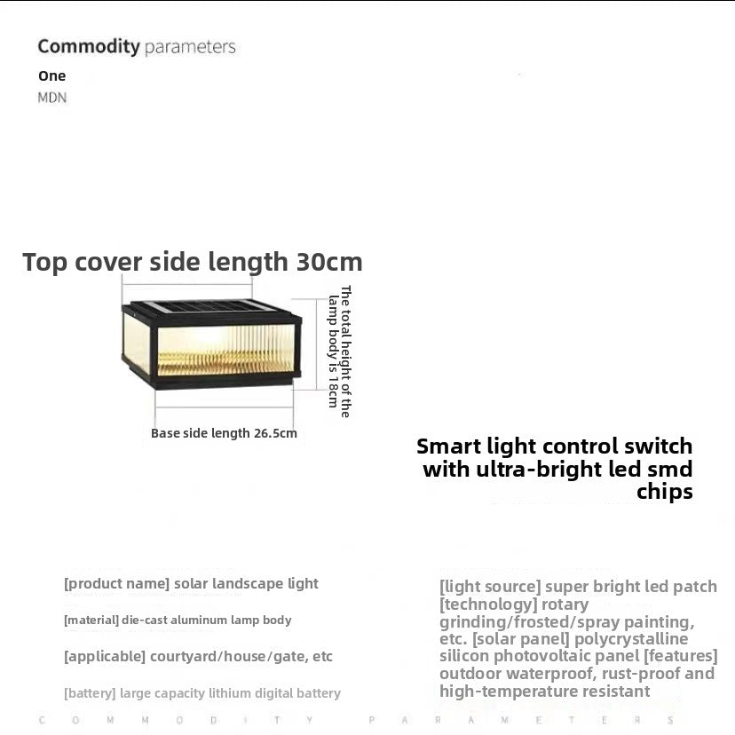 Solar-powered outdoor waterproof post light