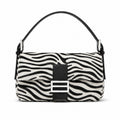 Retro zebra-patterned faux horsehair shoulder bag