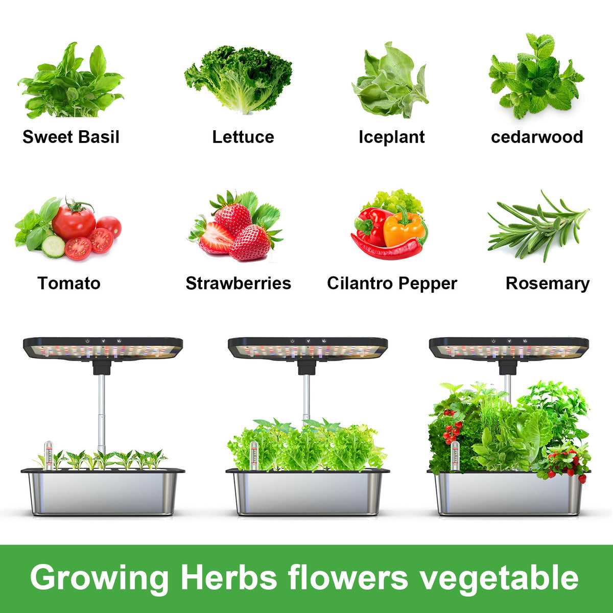 Smart Indoor Hydroponic System with LED Grow Light