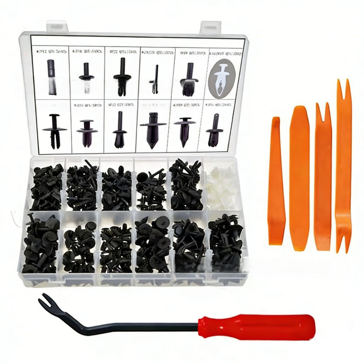 Automotive Plastic Fastener Clips with Pry Tools