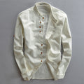 Men's Linen Cotton Stand Collar Casual Shirt