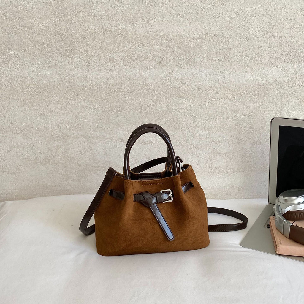 Retro Suede Crossbody Bag with Adjustable Strap
