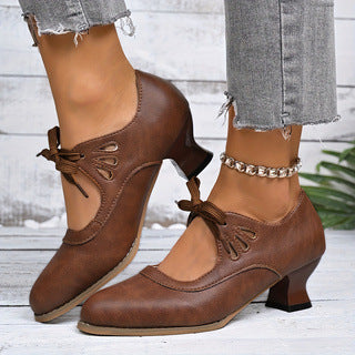 Open-toe high-heeled lace-up women's casual shoes